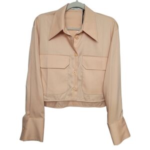 NWT Low Classic Pocket Cropped Button Down Shirt - Peach